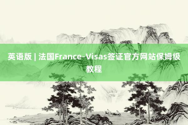 英语版 | 法国France-Visas签证官方网站保姆级教程